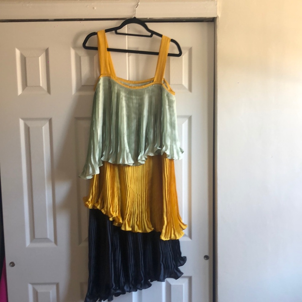 Anthropologie Tiered Pleated Ruffle Dress